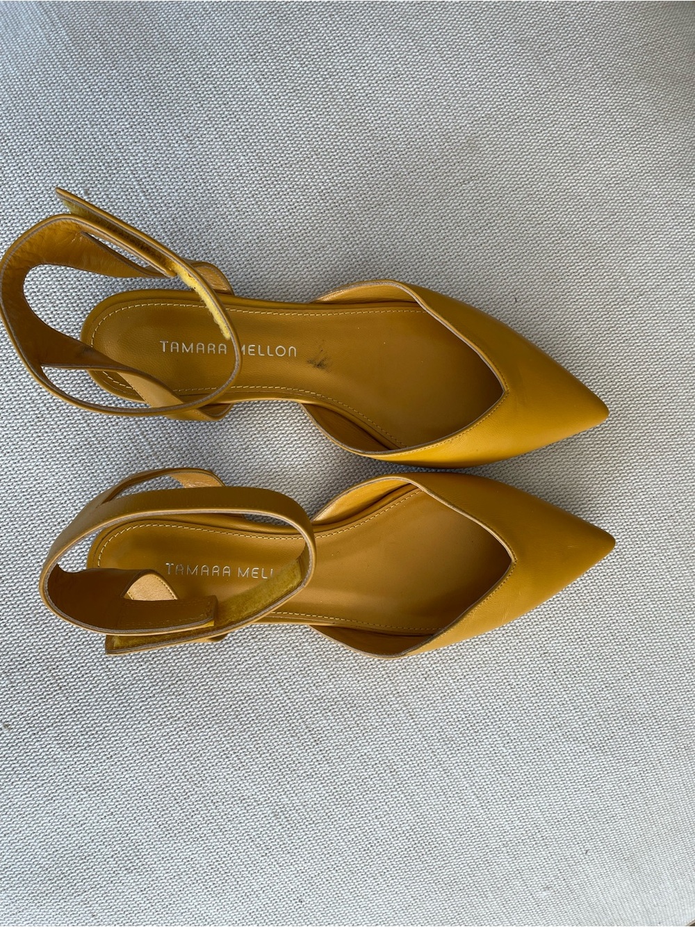 Tamara Mellon Golden Yellow Pointed Slingback Pumps